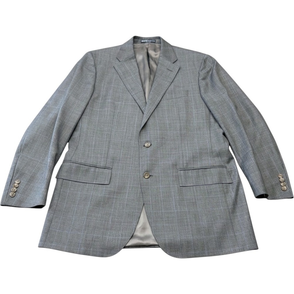 Polo Ralph Lauren Blue Label Italy Gray Plaid Extrafine Wool Sport Coat 42L